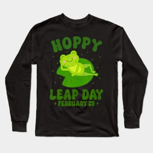 Funny Frog Hoppy Leap Day February 29 Birthday Leap Year Long Sleeve T-Shirt